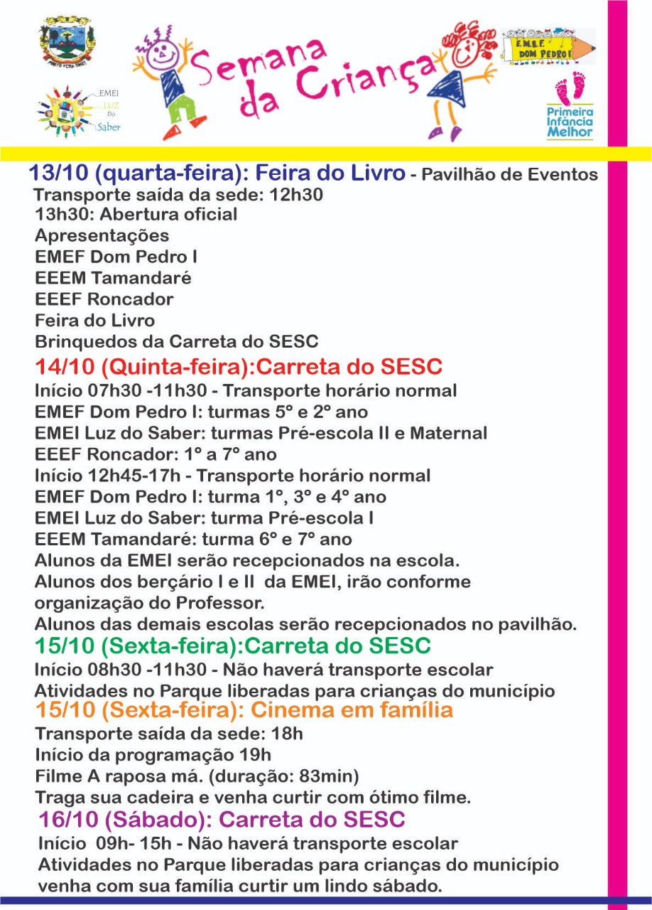 Programação semana da criança